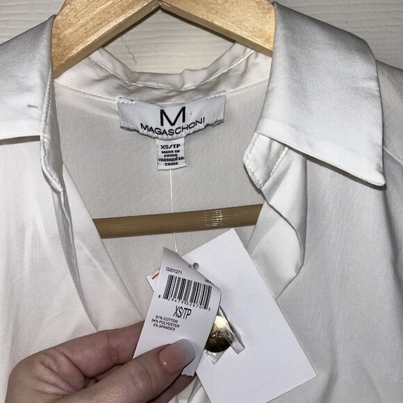 Magaschoni White Gold Button Up Lightweight Oversize Casual Shirt Size XS - Picture 7 of 8
